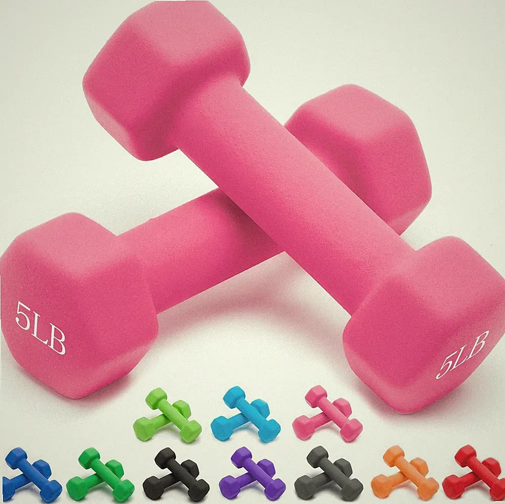 Portzon Neoprene Dumbbells: Non-Slip, Anti-Roll, Hex, 1-15LB Pair