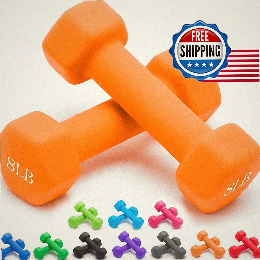 Portzon Neoprene Dumbbells - Set of 2 - 10 Color Options - Free Weight Workout