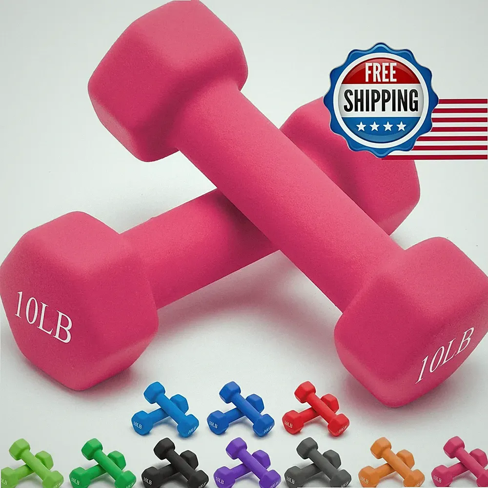 Portzon Neoprene Dumbbells Set of 2 - 10 Colors - Hex Shape