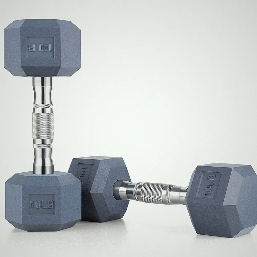 Portzon Set of 2 Rubber Hex Dumbbells - 8 Colors