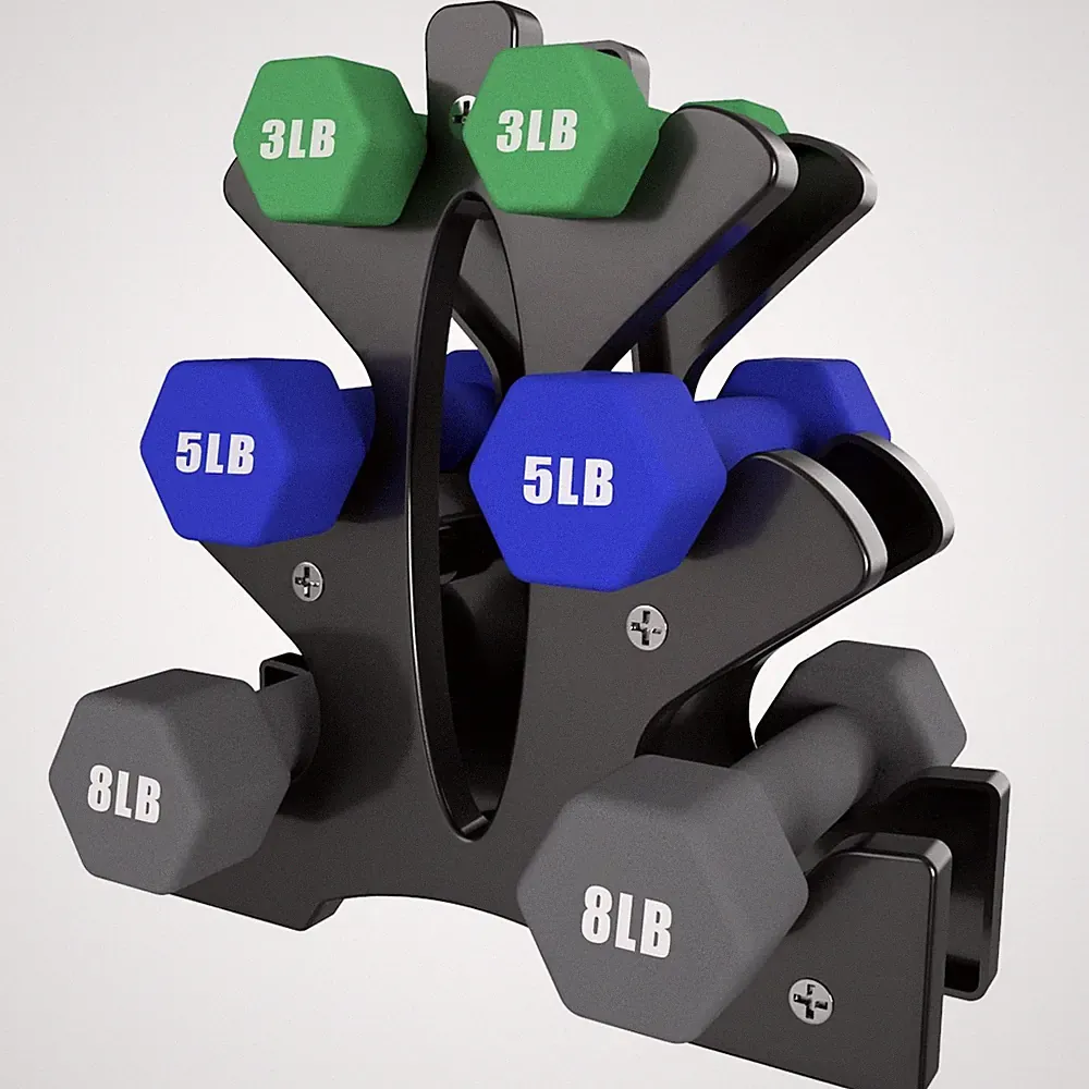 Portzon Weights Dumbbells Set 3, 5, 8, and 10 Pound Neoprene Dumbbell Free Ha...