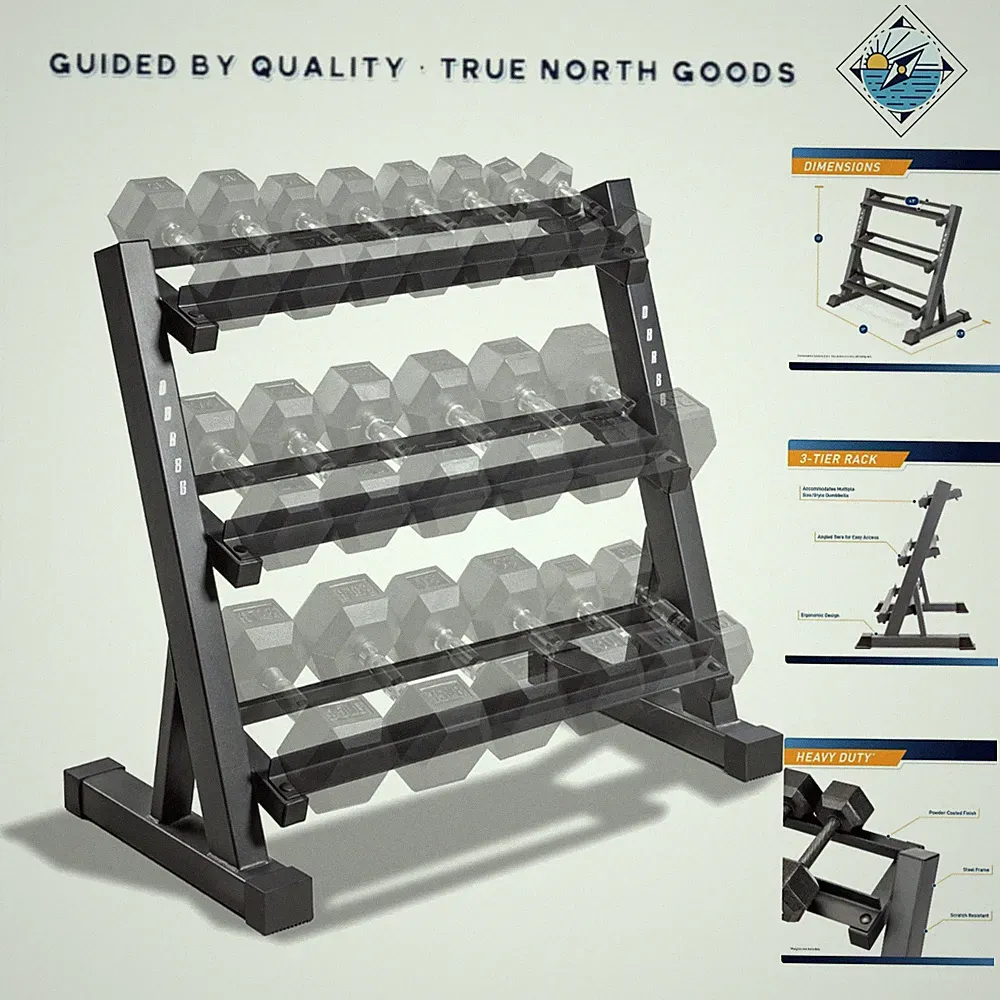Powder-Coated Dumbbell Rack, Compact Design for Efficient Weight Organization