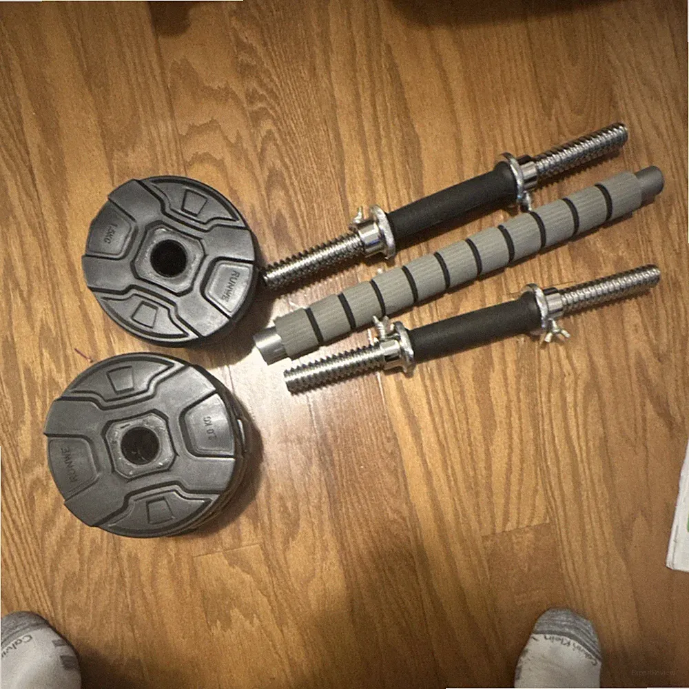 Power Adjustable Dumbbell Set Plastic Steel Plates Bars Collars