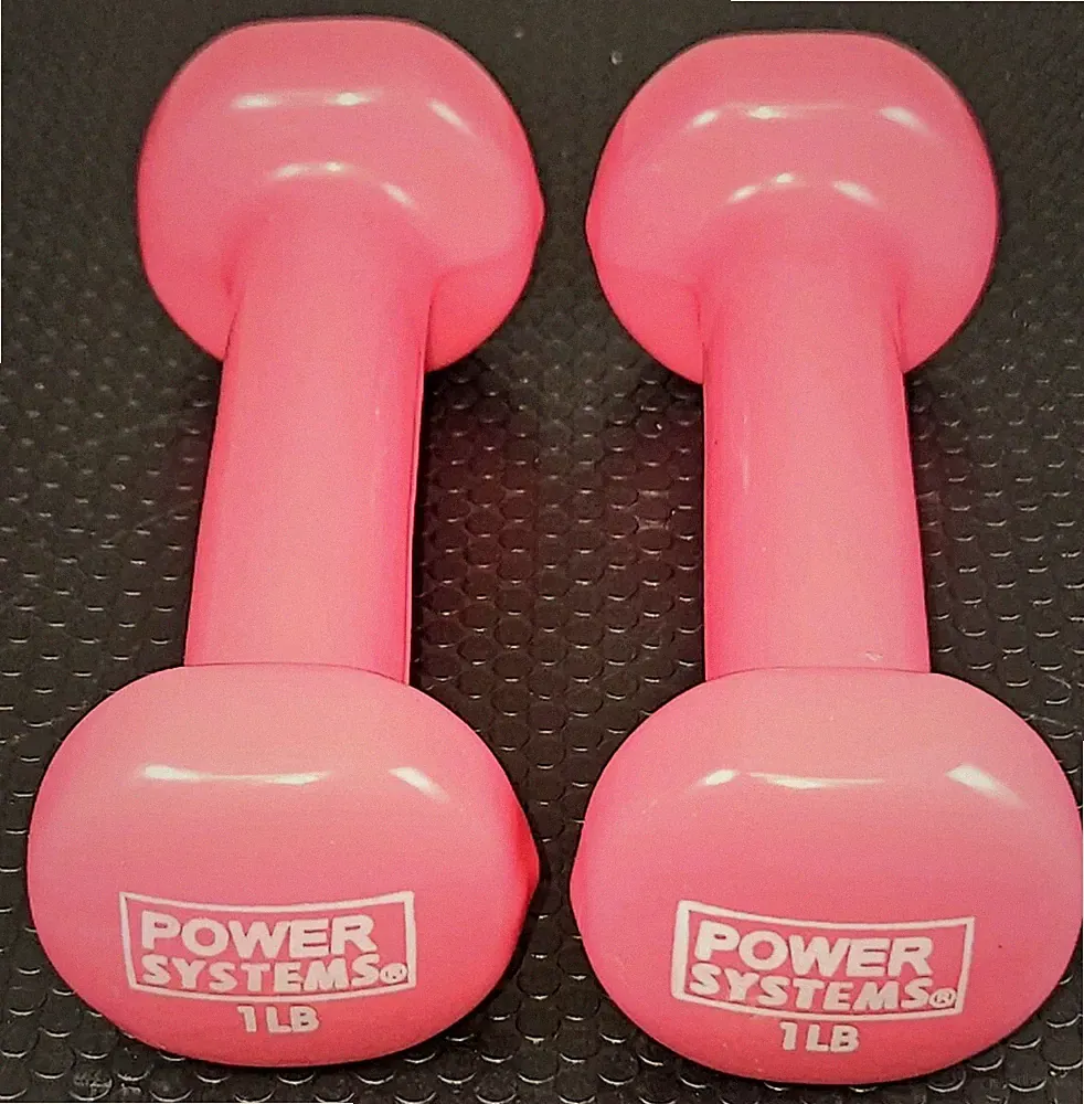 Power Systems Hex Dumbbell Weight Pair 1 lb Vinyl Hand Weights Set Home Gym