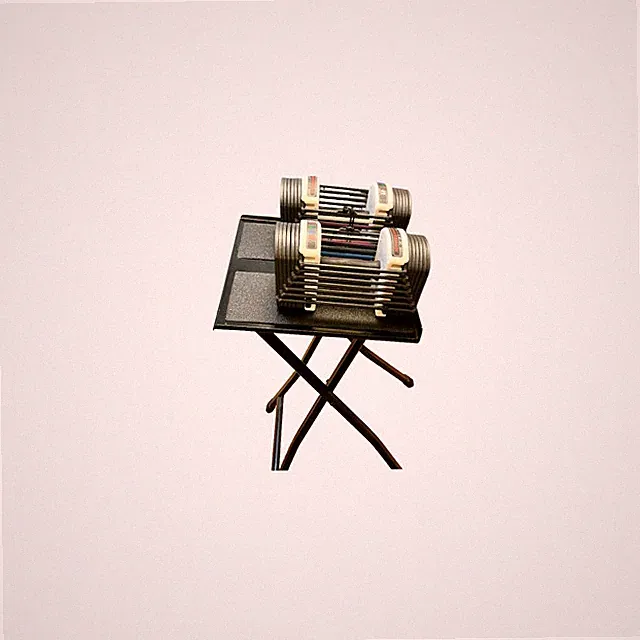 Powerblock adjustable dumbbell pair with folding stand