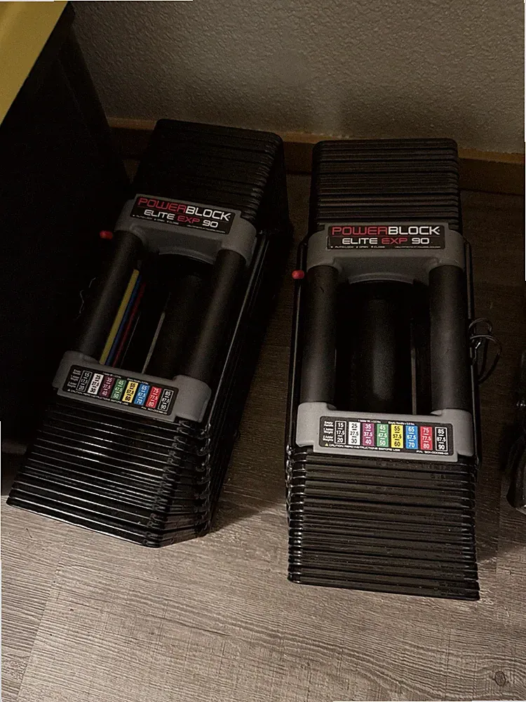 PowerBlock Elite EXP 90 Adjustable Dumbbells Set Pair (2) Black/Gray