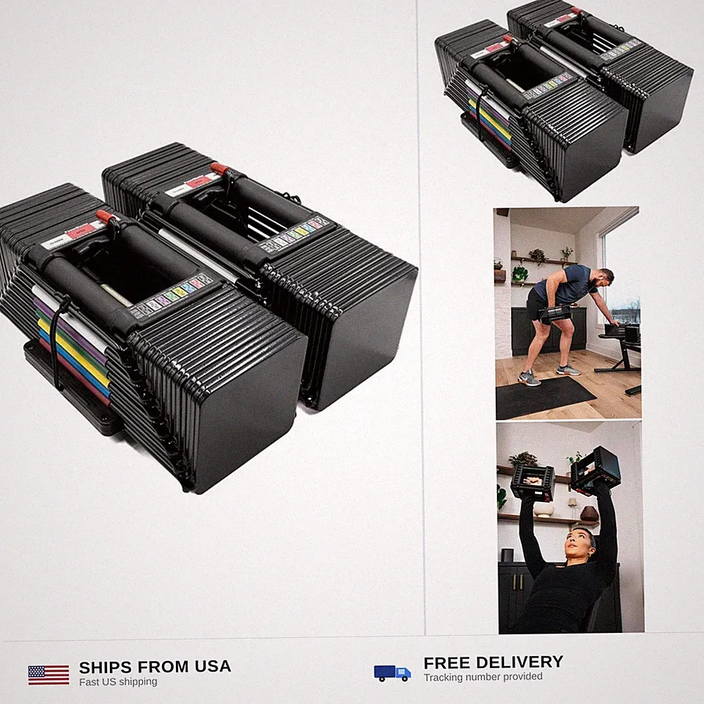 PowerBlock Elite USA 90 Pound Adjustable Dumbbells, Sold in Pairs, 5-90 lb. D...