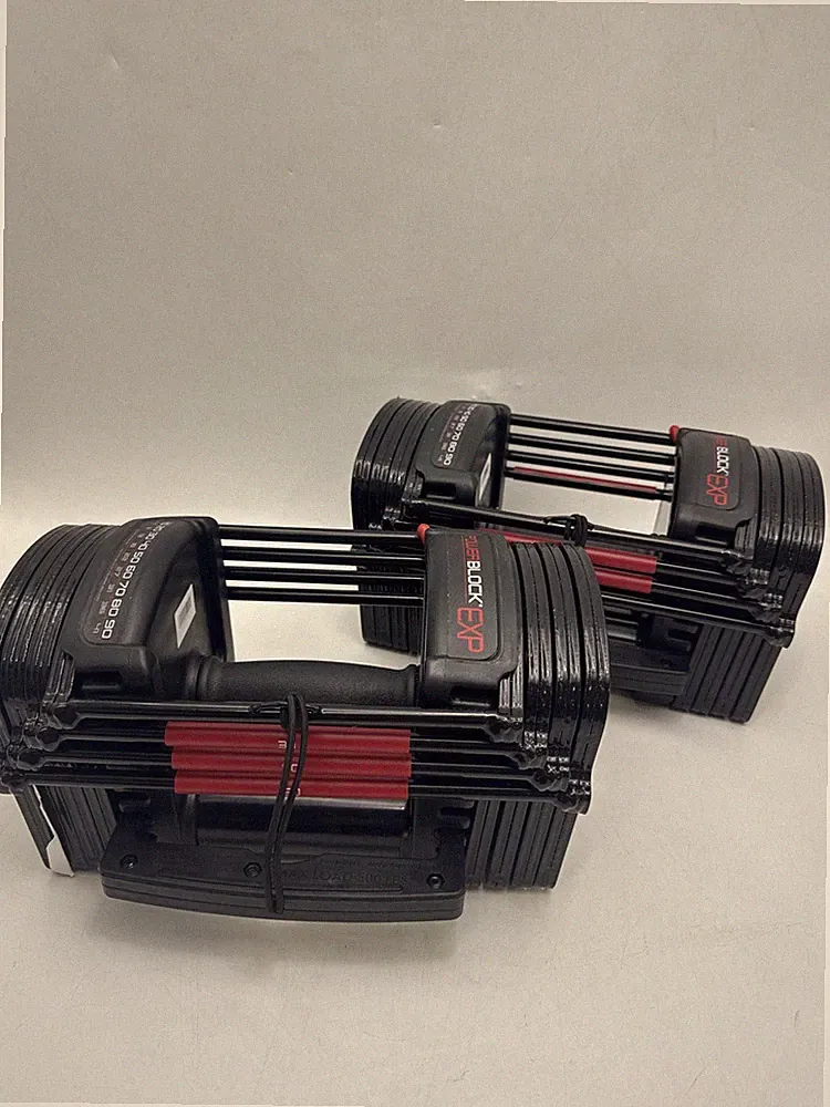 POWERBLOCK EXP ADJUSTABLE DUMBBELLS, STAGE 1, 5-50 LB, 503-00186-02 - BLACK/RED