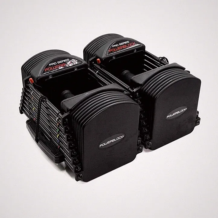 Powerblock Pro 50 Adjustable Dumbbells Pair 5-50 lb Black Steel