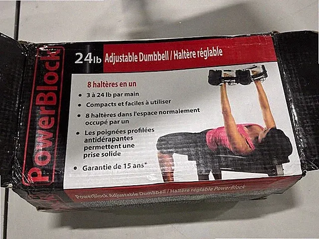POWERBLOCK SPORT 24 ADJUSTABLE DUMBBELLS 1-24 LB DURABLE STEEL BUILD GRAY/WHITE