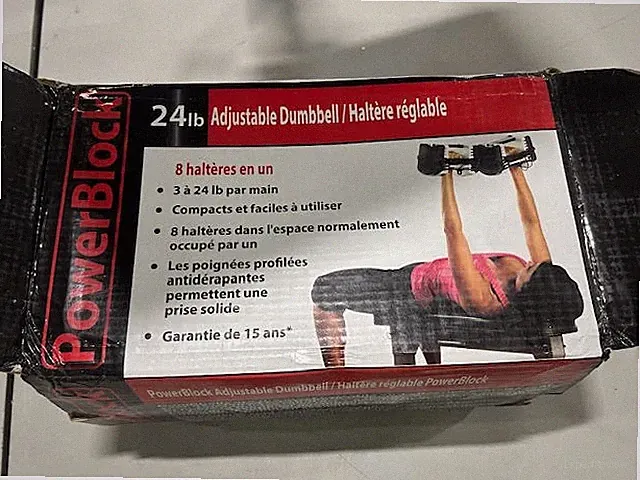 POWERBLOCK SPORT 24 ADJUSTABLE DUMBBELLS 1-24 LB DURABLE STEEL BUILD GRAY/WHITE