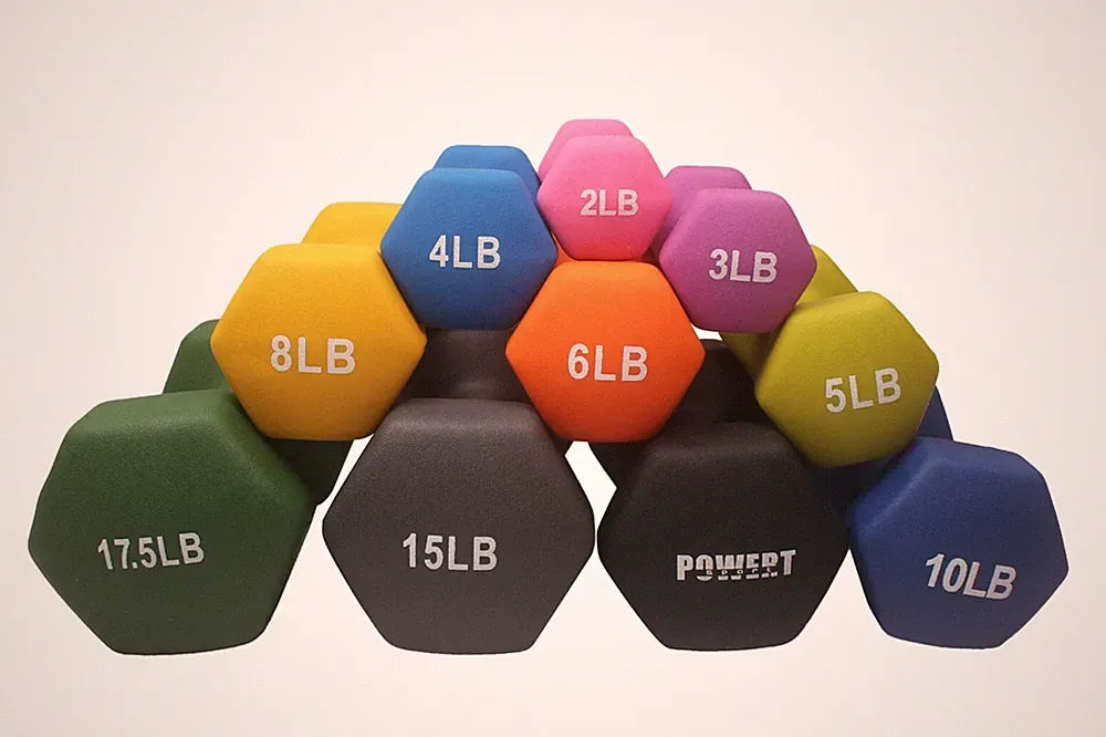 POWERT HEX Neoprene Coated Colorful Dumbbell Weight Lifting Training--One Pair