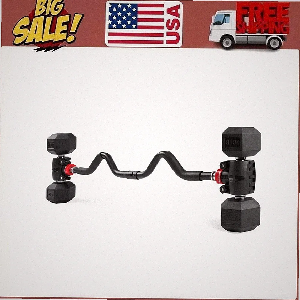 PRCTZ EZ Curl Barbell Converter Dumbbell to Barbell 200lb Capacity