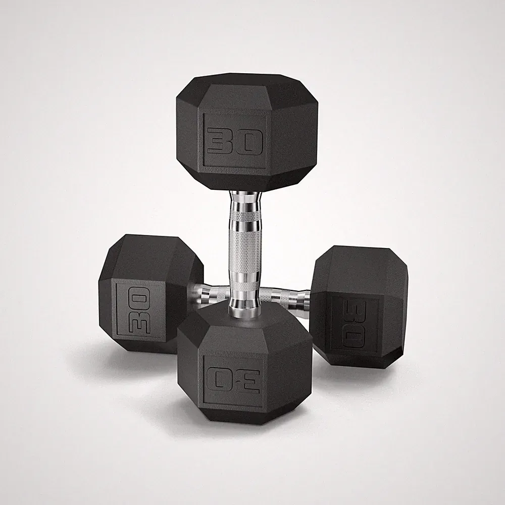 Premium Black Coated Hex Dumbbell Free Weights for Fitness Training Exercise...