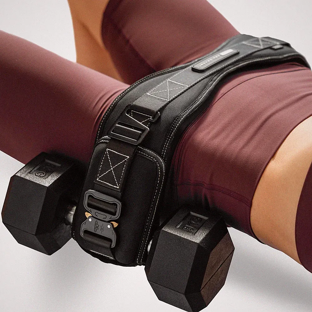 Premium Hip Thrust Belt for Dumbbells & Kettlebells (Patented) - Complete Glu...