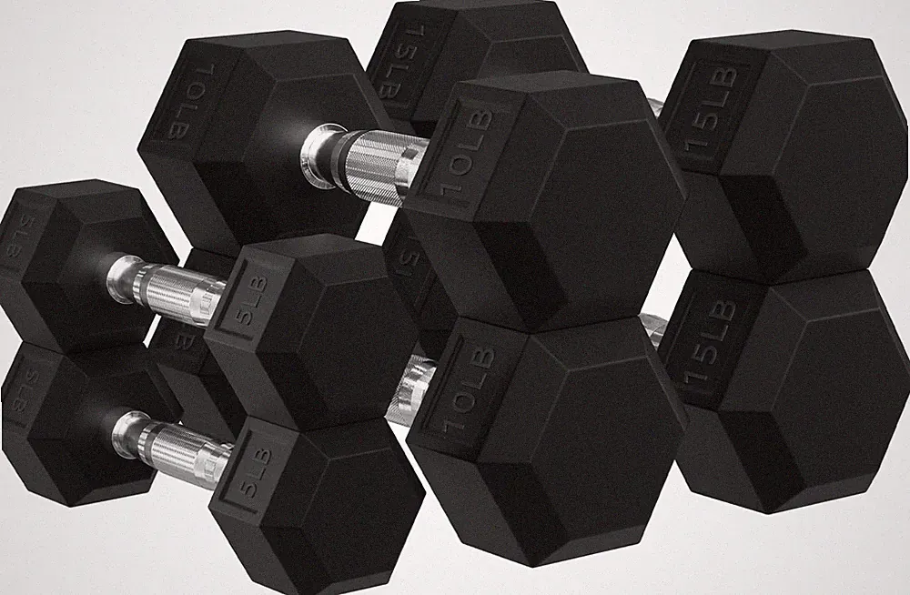 Premium Rubber Encased Hex Dumbbell, 60-Pound Set Including A Pair of 5, 10 a...