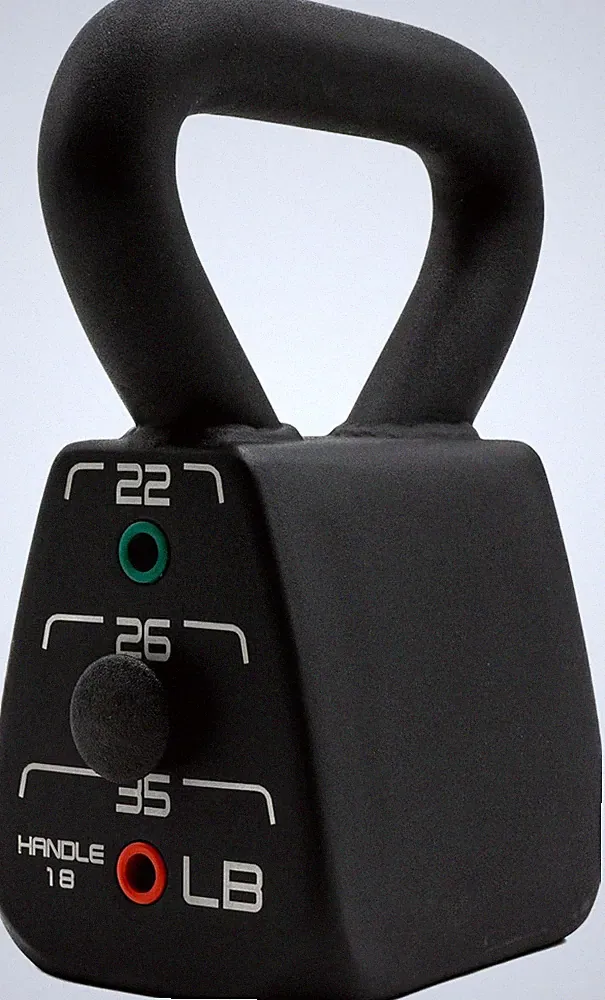 Pro Adjustable Light Kettlebell, 18-35 Lb. Weight Set | One Black Kettlebell Rep
