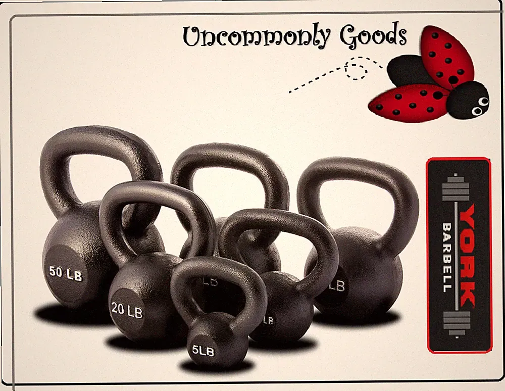 *PRO GRADE* YORK 5 LB - 80 LB Black Cast Iron Kettlebell SINGLES