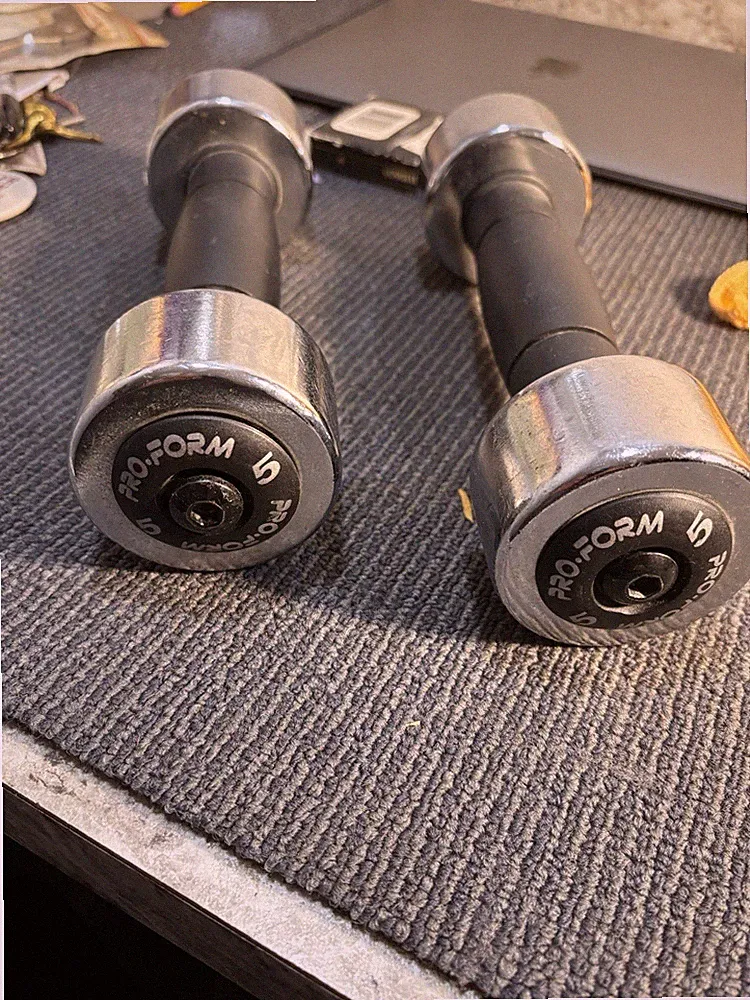 ProForm 5 Pound Chrome Dumbbells Pair 10 lbs Total) Fixed Weight Rubber Grip