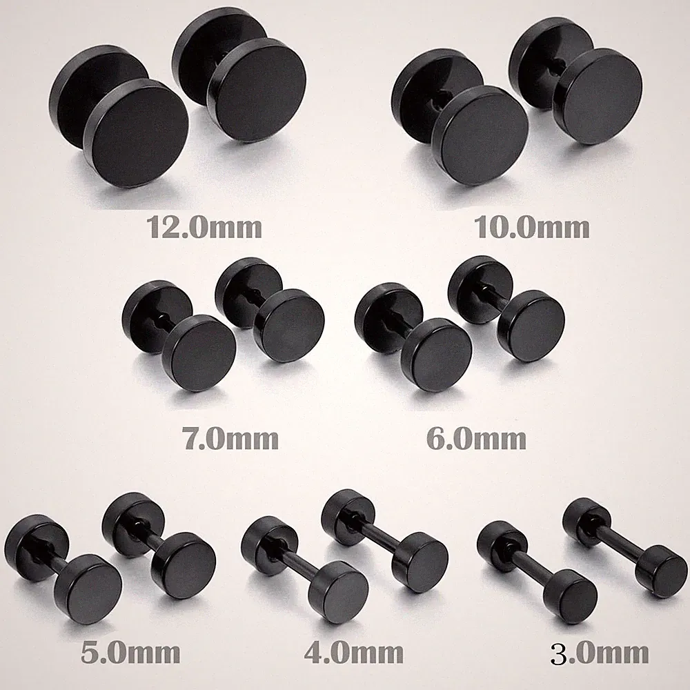 Punk Round Barbell Dumbbell Men's Women's Stainless Steel Ear Stud Earrings US