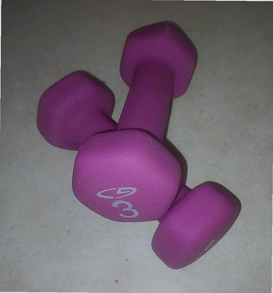 Purple 3 lb Hex Dumbbells Pair Set of 2 for Weight Lifting Gym & Training
