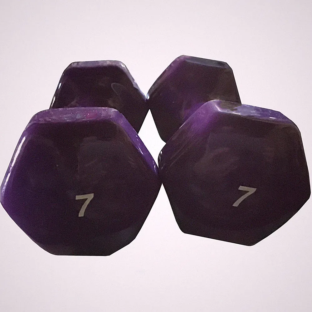 Purple 7LB Vinyl Coated Hexagon Shaped Dumbbells a Pair