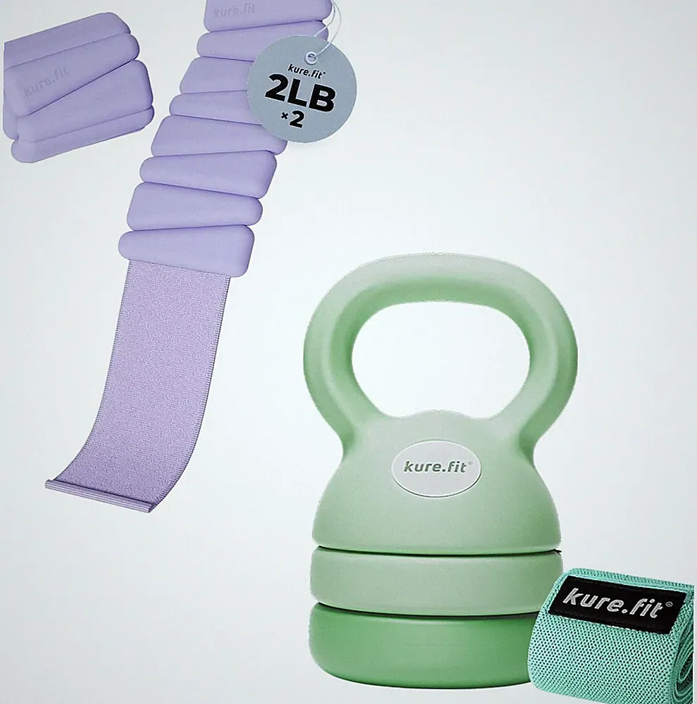 Purple Weights & Green Kettlebell Bundle | Home Gym Essentials