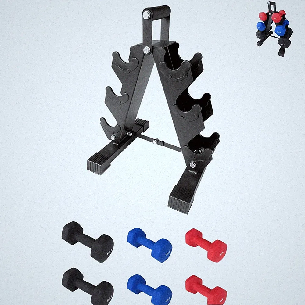 PVC Coated Dumbbell Set Hexagon Weights with Rack Box