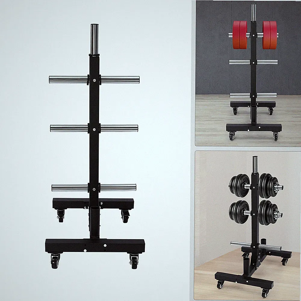 Q235 Steel Plate Rack Tree, Dumbbell Rack, Vertical Storage 4 Universal Wheels