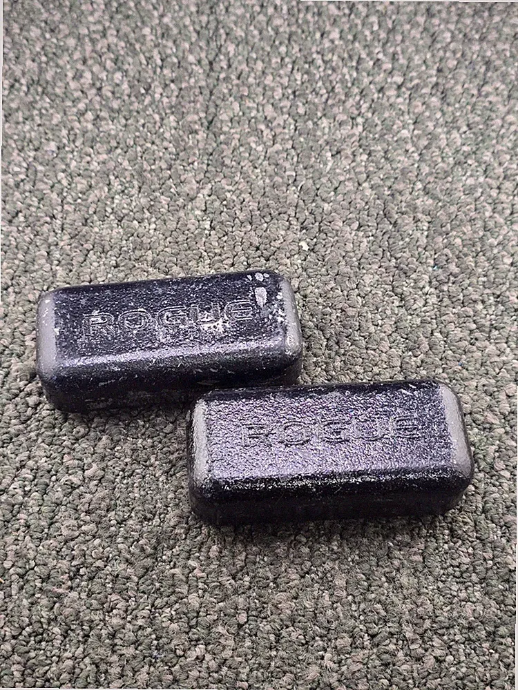 (QTY 2) Rogue Fitness Cast Iron Weight Plates Black Coating 4-inch x 1-3/4 inch