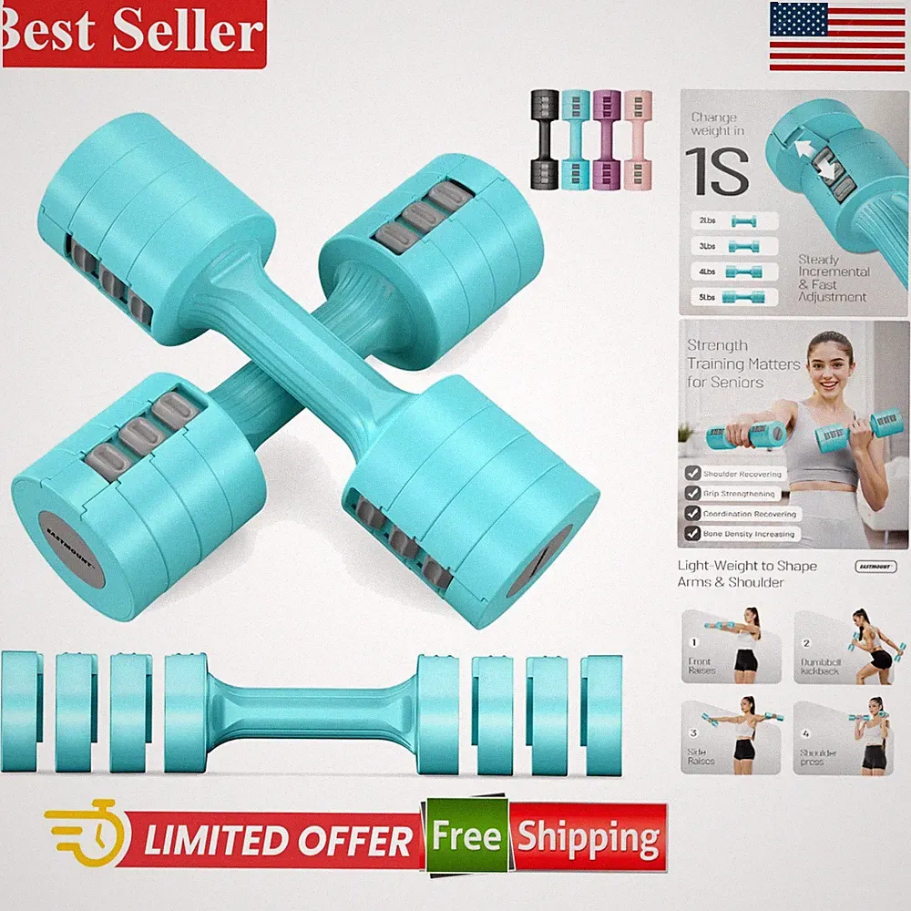Quick-Adjust 10 lb Dumbbell Pair for Women - Compact Free Weights for Workouts