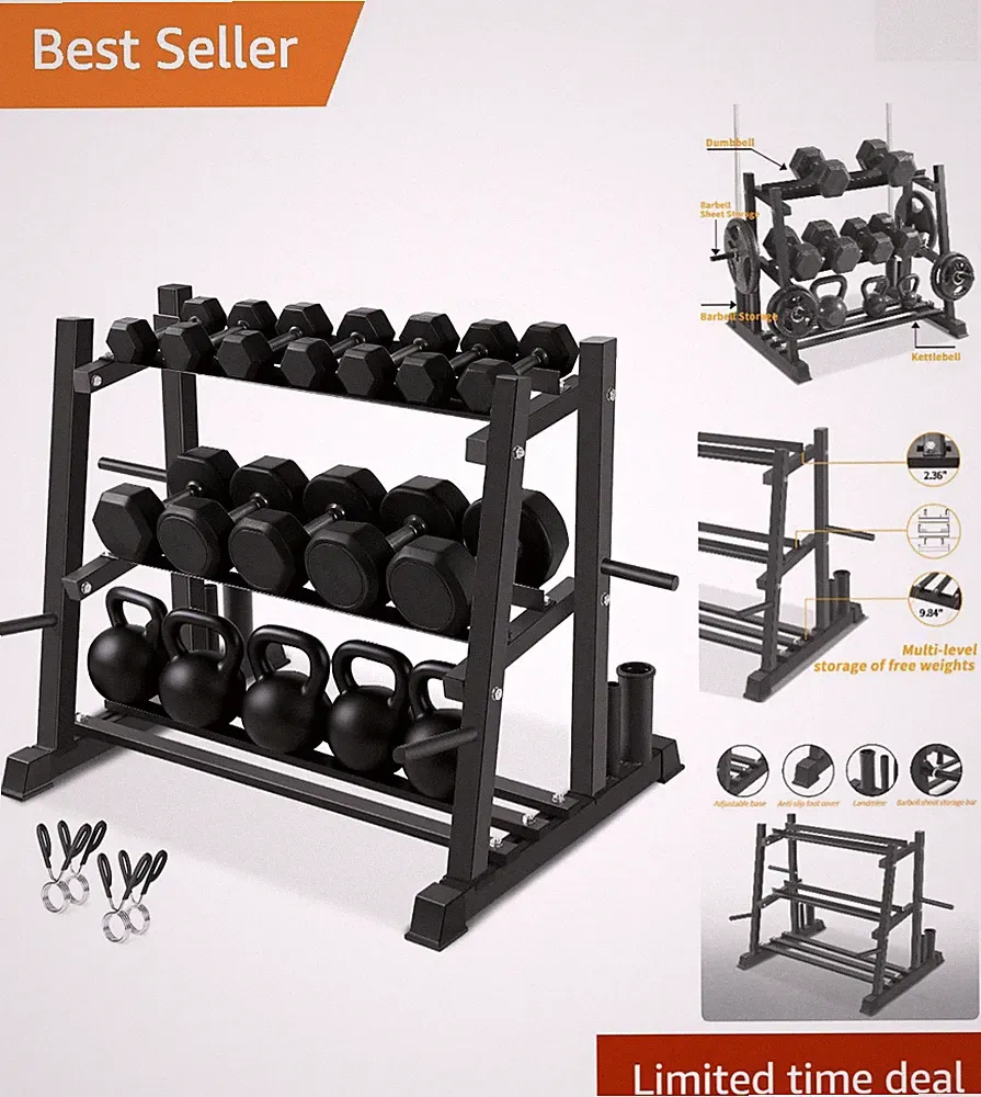 Rack, Bongkim Dumbbell Set with Rack Stand, Dumbbells Weights Rack for Home Gym