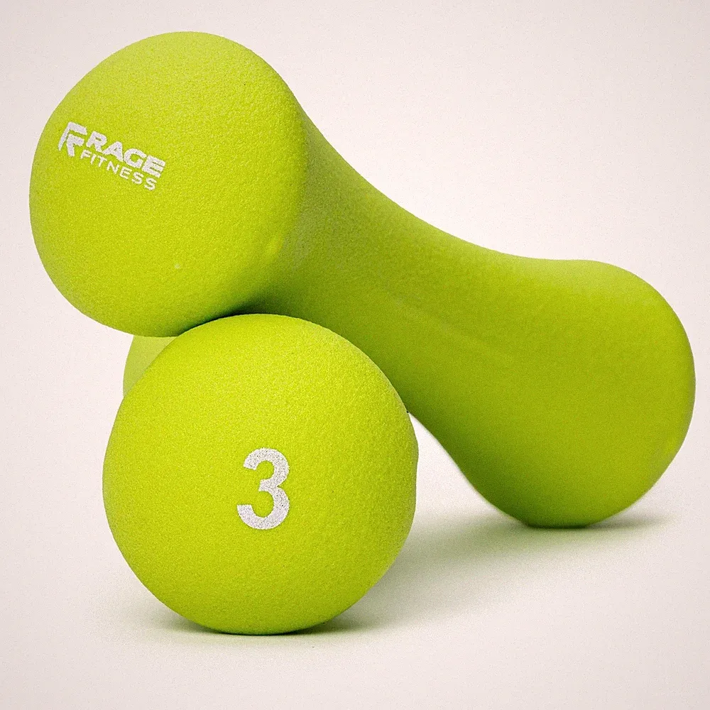 Rage Fitness Dumbbell Hand Weight (Sold in Pairs), PVC Coated, Texturized Rub...