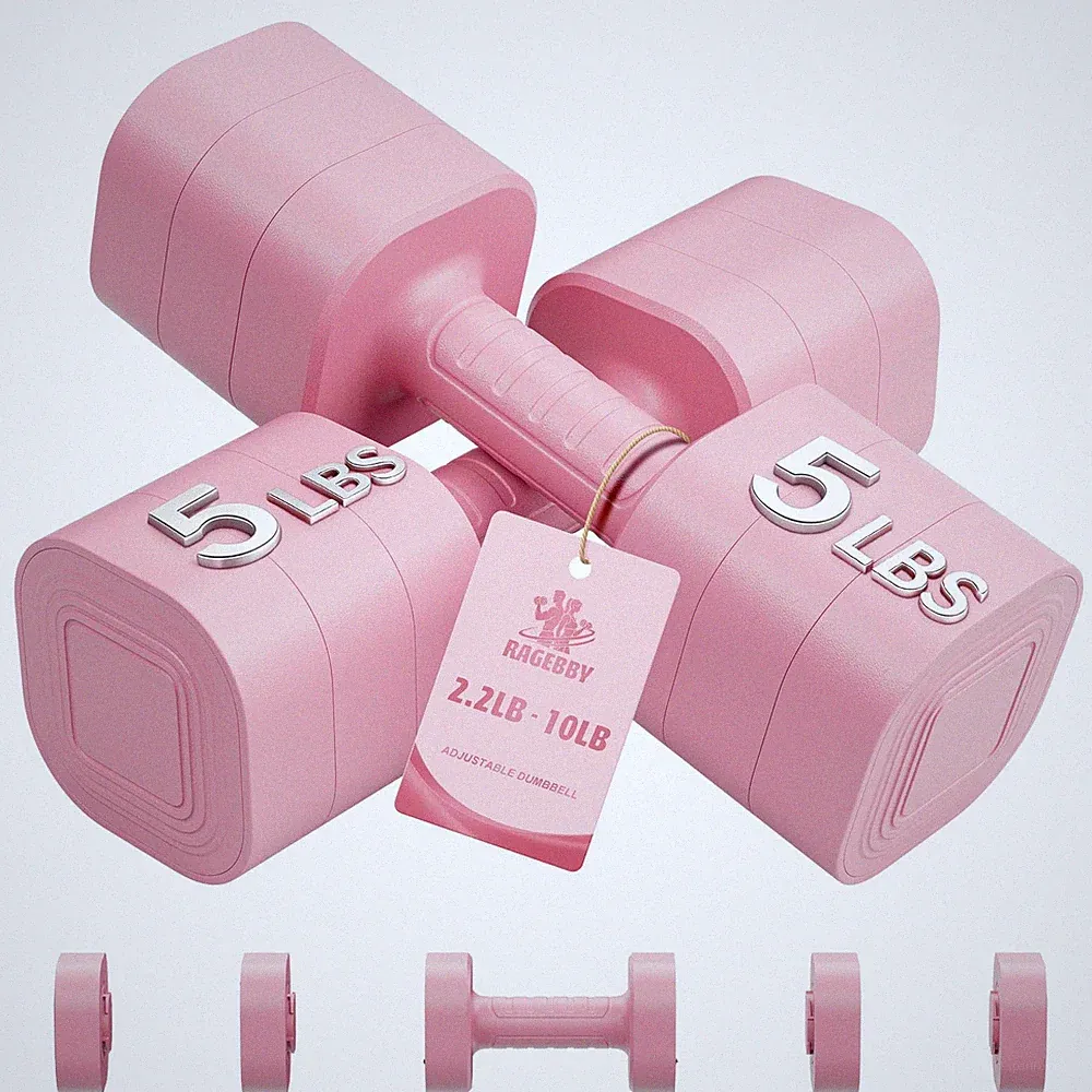 Ragebby Adjustable Dumbbell Set of 2, 3 in 1 Free Weight Set for Women
