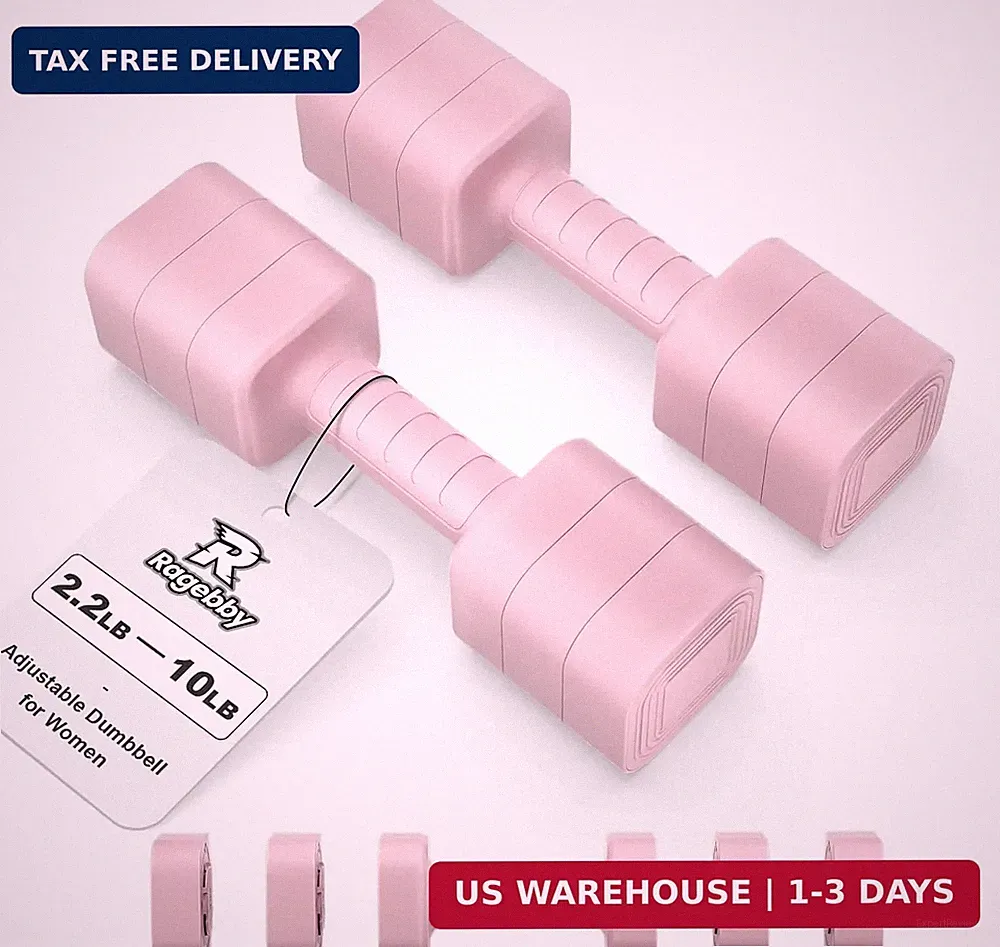 Ragebby Adjustable Dumbbell Set of 2, Weights for Men and Women at Home, Anti-sl