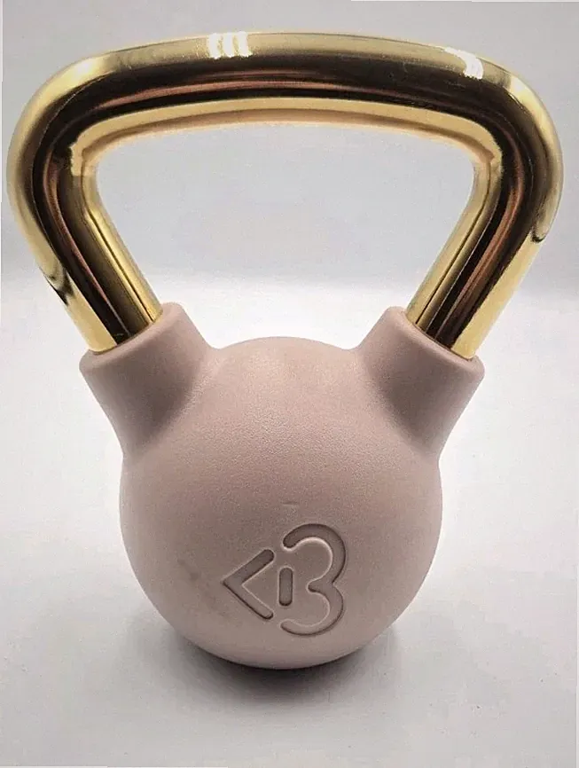 RARE Blogilates 15 LB Kettlebell Pink Coral Gold Handle Weight Fitness Workout