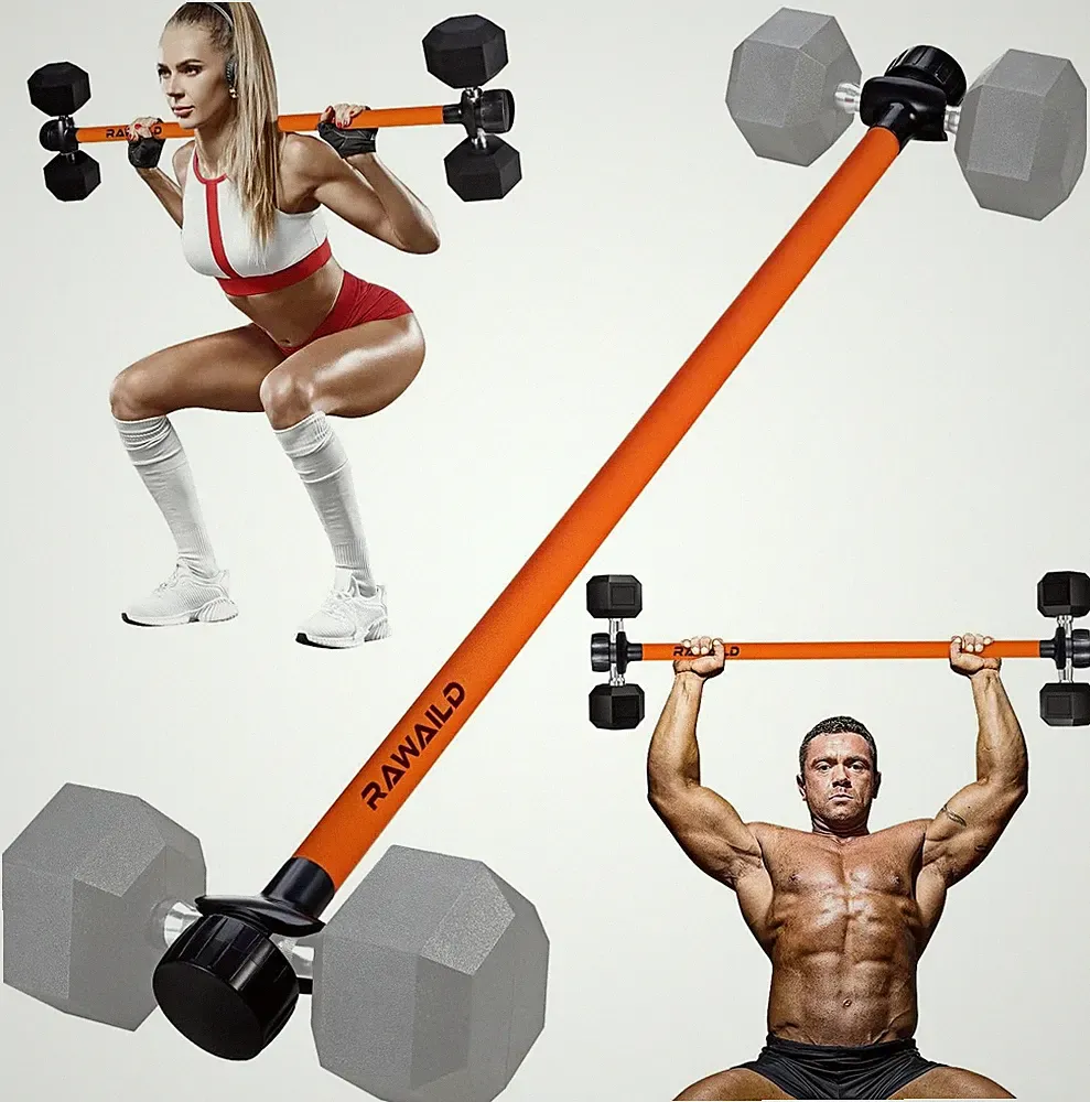 Rawaild Dumbbell Converter Weight Bar, Convert Dumbells to Barbell Set, Padded