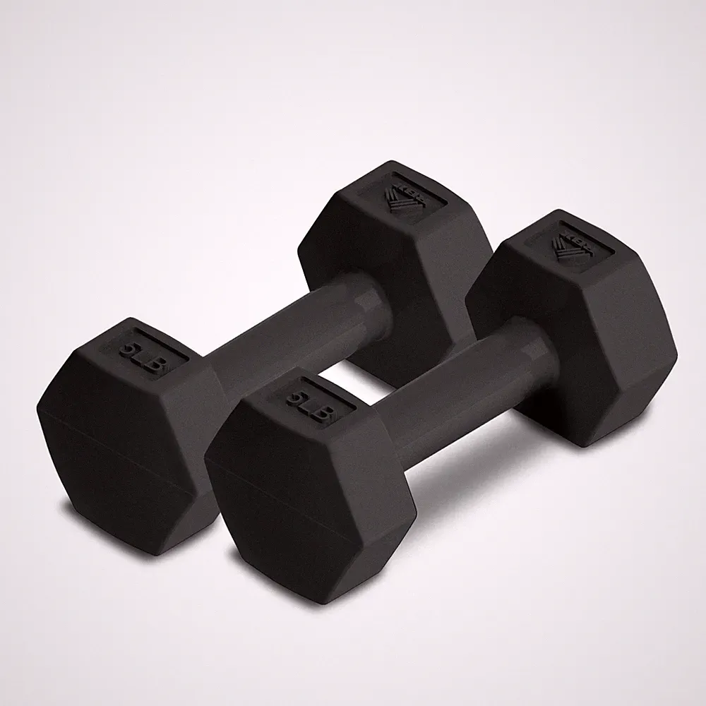 RBX Vinyl Coated Hand Weight Dumbbell Set - Hex Shaped, Roll Free for Body Bu...
