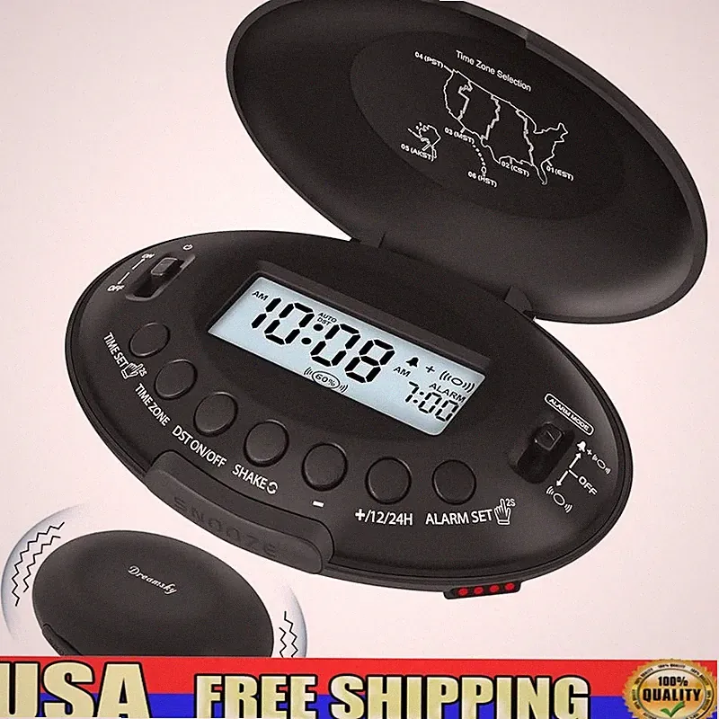 Rechargeable Portable Vibrating Alarm Clock Wireless Bed Shaker Heavy Sleepers