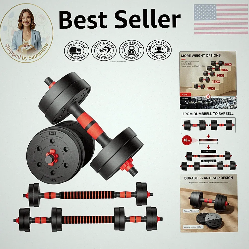 Red Adjustable Dumbbells: Lightweight 20 lbs Set for Easy Home Strength Training