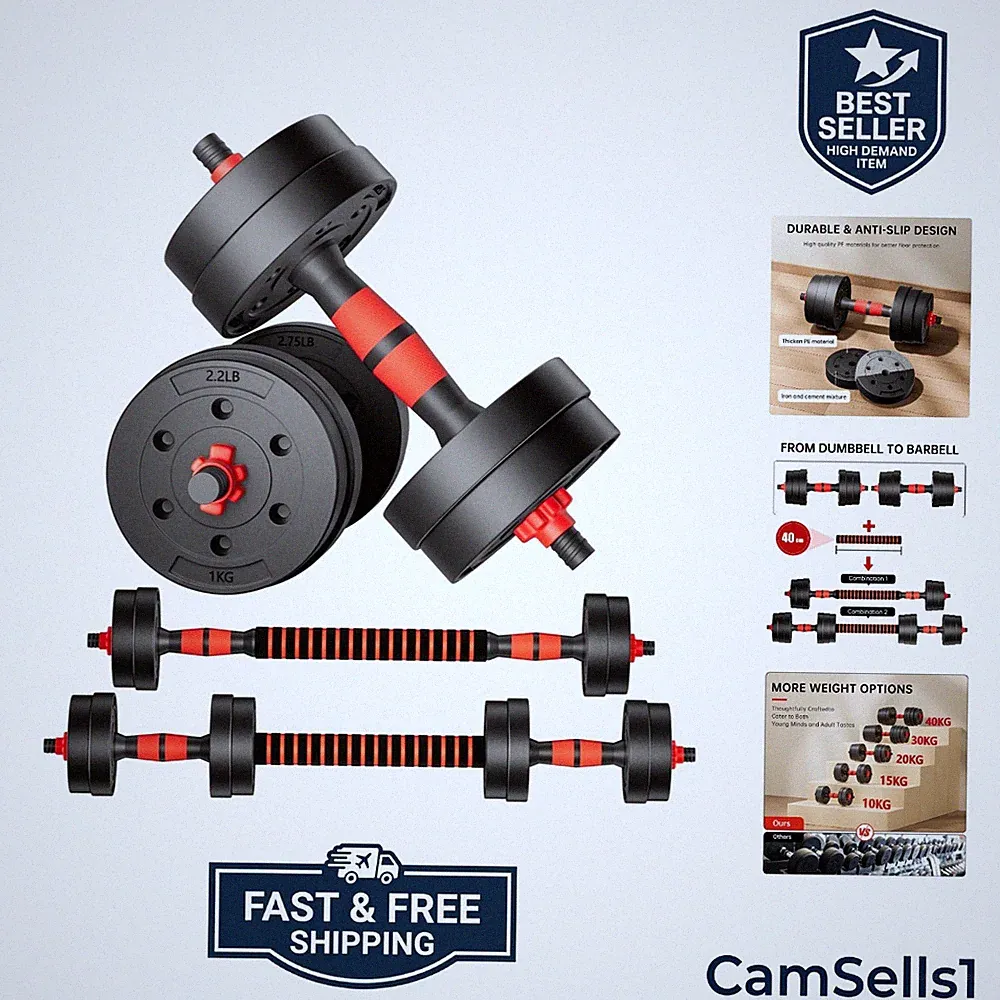 Red Adjustable Dumbbells Set - 20 lbs with Non-Slip Handle for Ergonomic Comfort