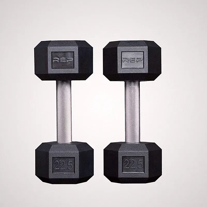 Rep Rubber Hex Dumbbells 22.5 Lb Pair