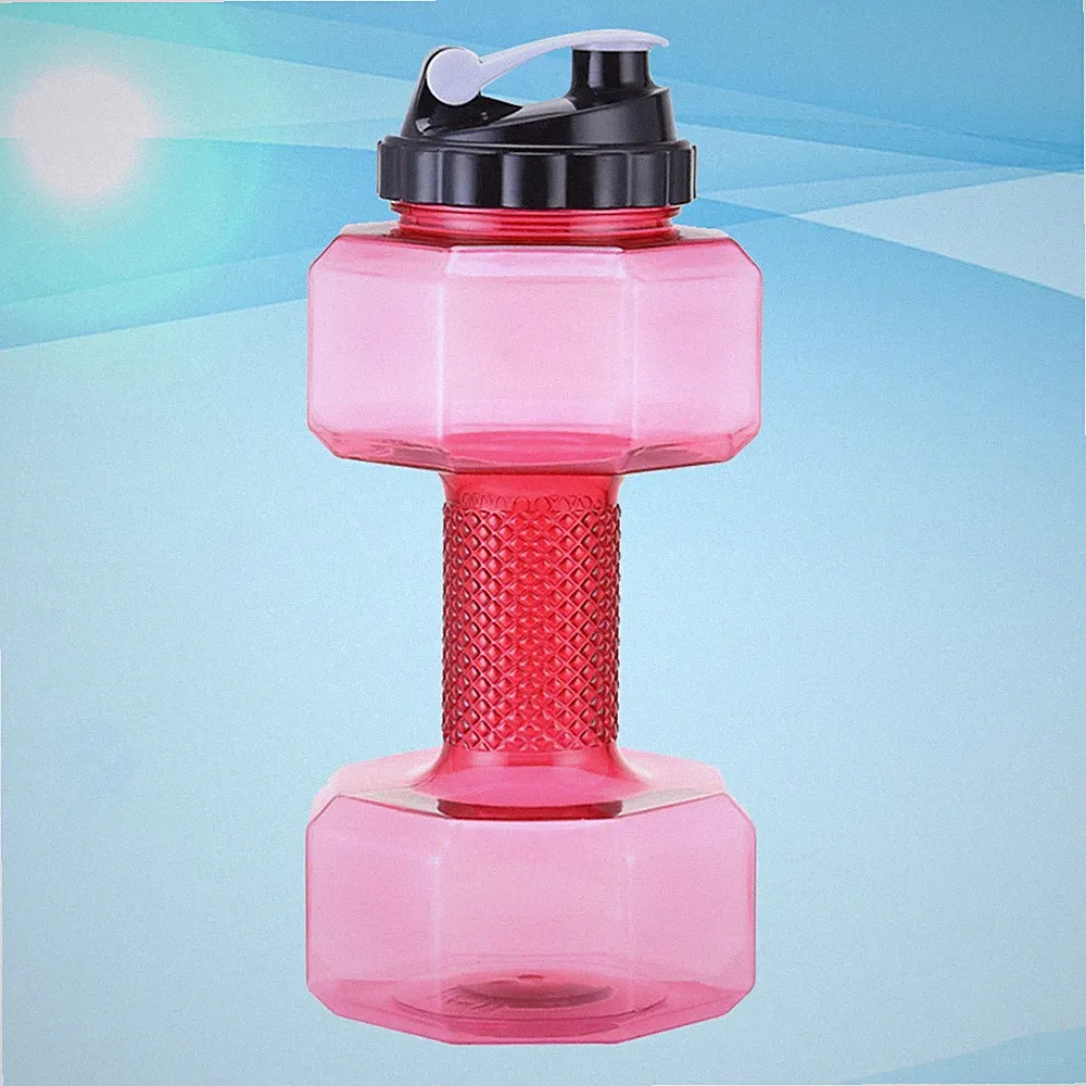 Reusable Red Dumbbell Water Kettle Durable Petg for Sports and Gym