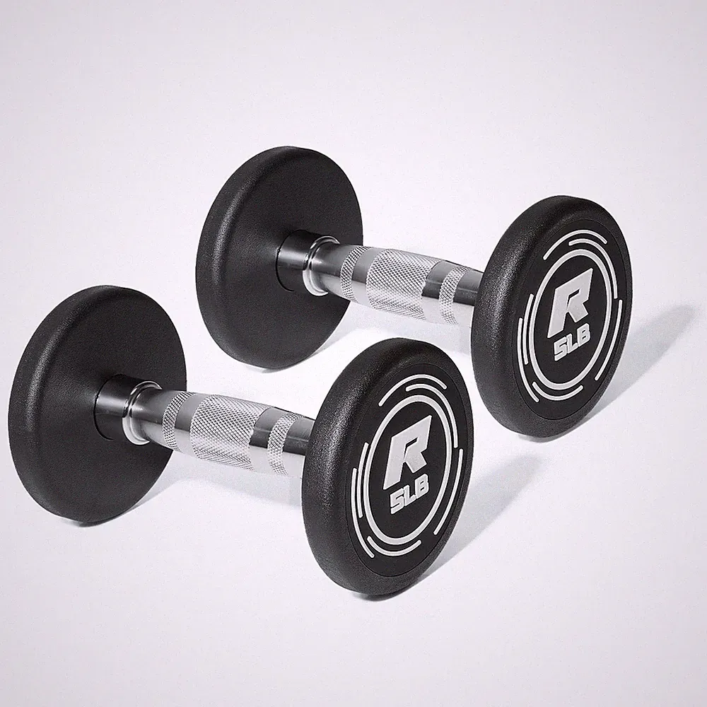 Ritfit 5-250 LBS PVC Encased Round Dumbbell sets with Knurled Small, BLACK
