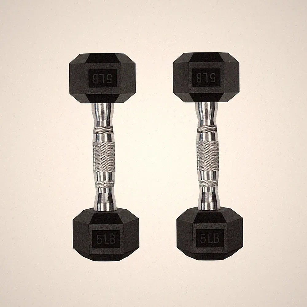 RitFit 5-300LBS Rubber Encased Hex Dumbbell Sets with Optional Rack for Home...