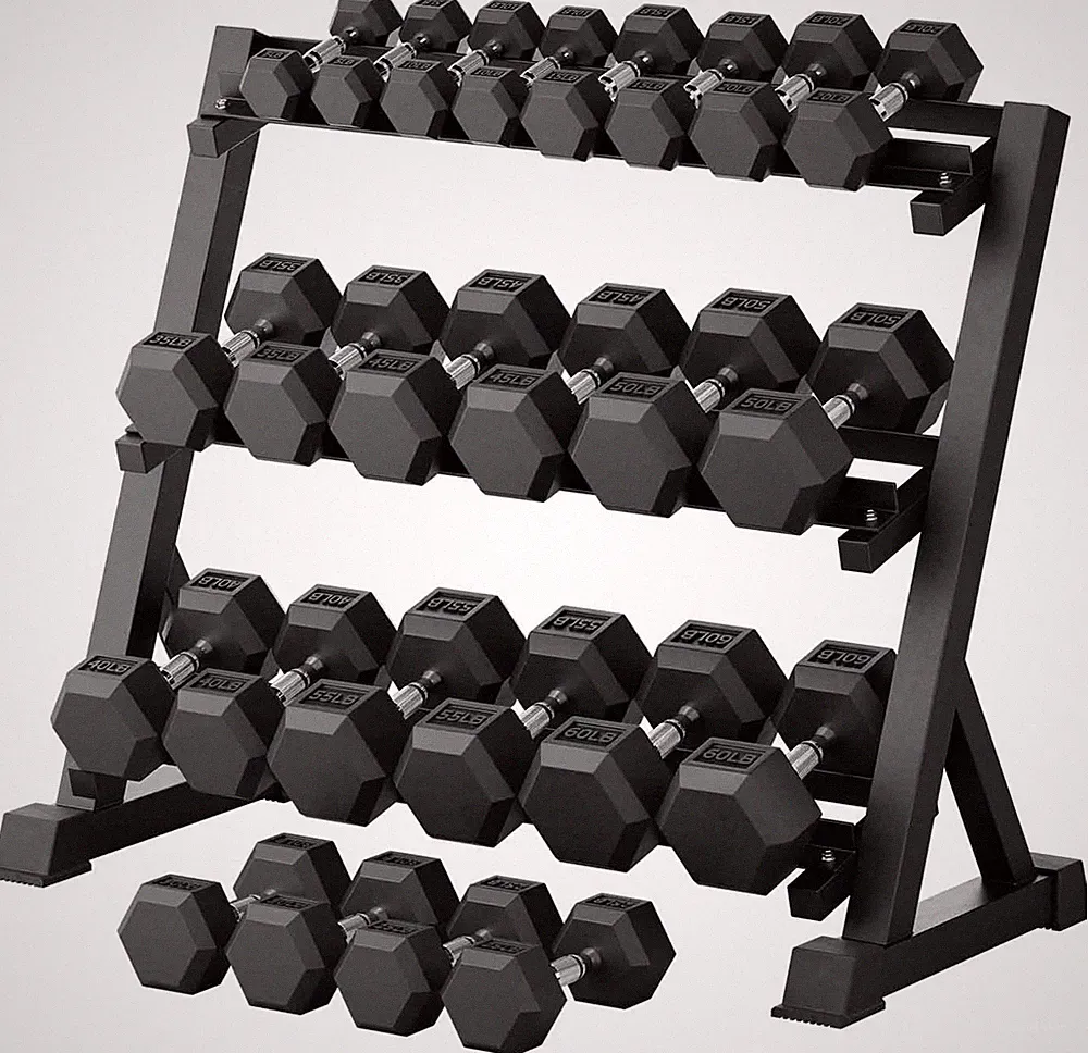 Ritfit Rubber Coated Hex Dumbbell Set with Rack, 5-780LB for Home Gym Strength T