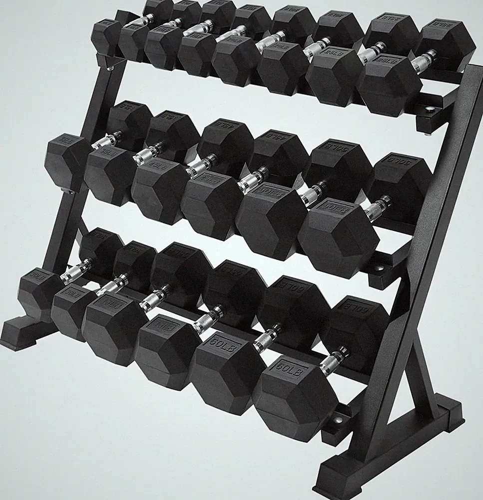 RITFIT Rubber Hex Dumbbells Set with Rack, 180-780LB Heavy-Duty Cast Iron Core