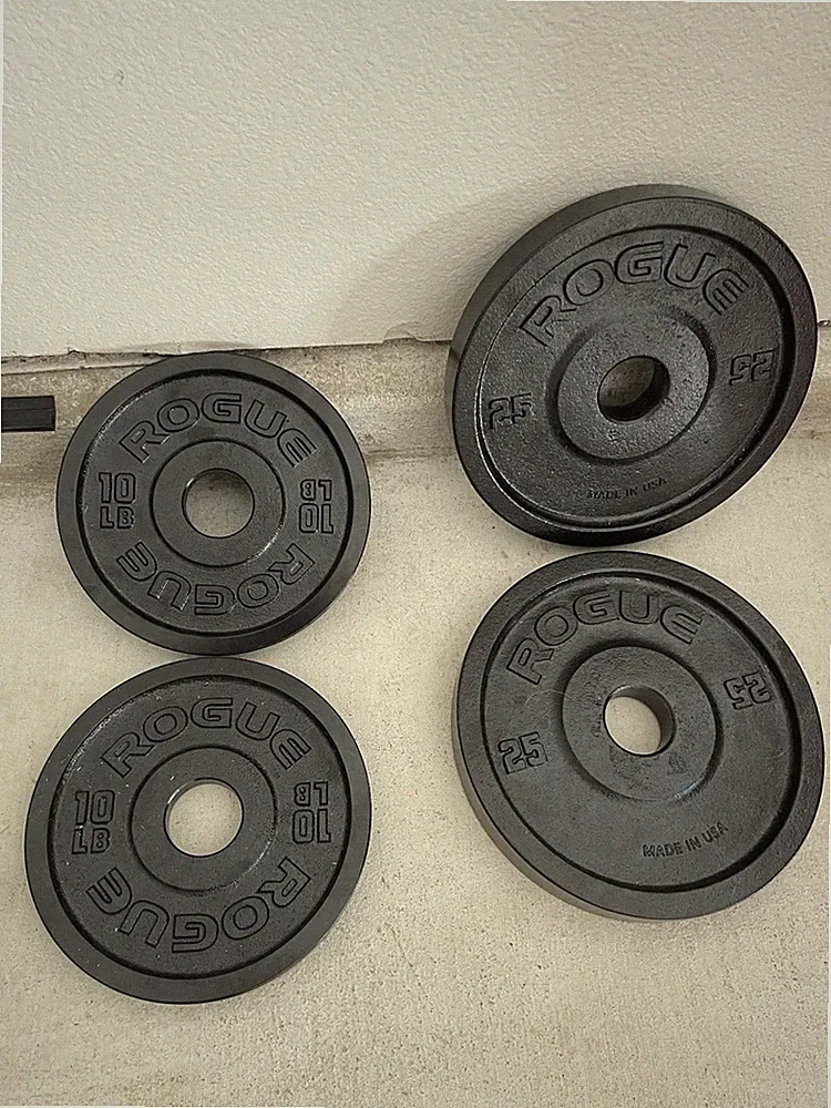 Rogue 25 lb & 10 lb Weight Plates Set Black Made in USA (4 Plates)