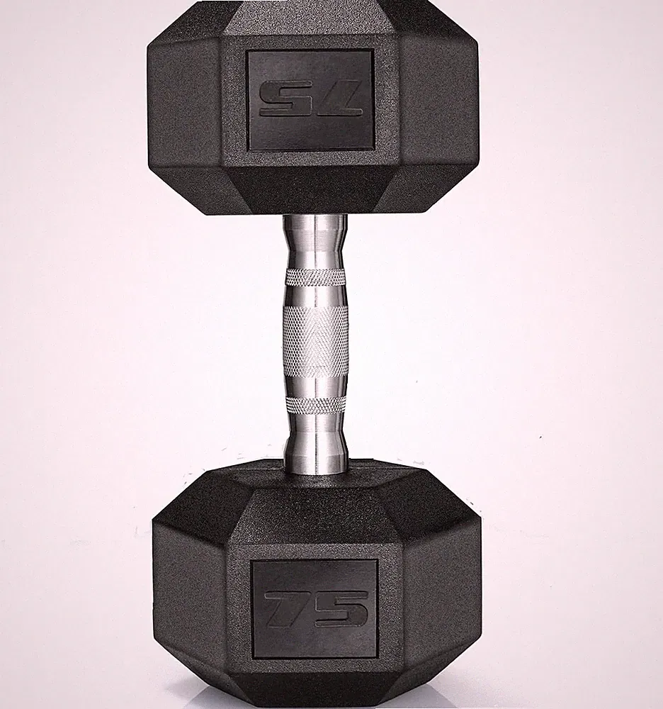 Rubber Coated Cast Iron Hex Dumbbell Single 30-85lb Free Weight