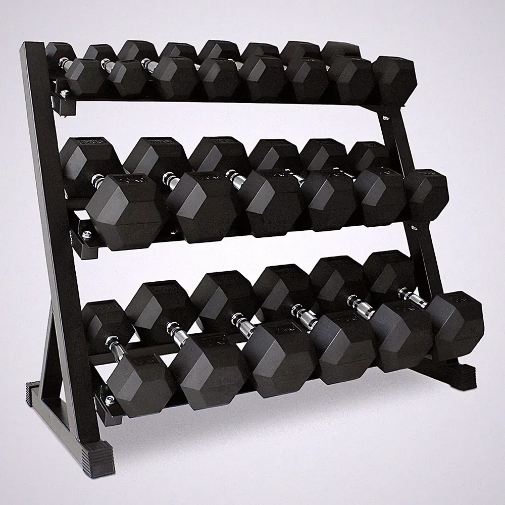 Rubber Coated Dumbbell Set with Rack Stand, 10 Pair of 55-100 lb(1550 lbs total)